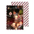 Christmas bouquet gift card with festive red and green stripes and holiday ornaments - Warm Christmas Elements (Style C)