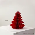 Red 25cm honeycomb paper Christmas tree 3D folding desktop ornament for holiday decor - 25cm Standard / Red