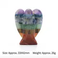 Seven chakra stone angel figurine carved from layered natural crystal minerals - Carved Angel