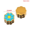Goldene Blumen-Emaille-Perlen für DIY-Schmuck, 11mm Durchmesser mit 2mm Loch - Gold-Blume / 2 Stk./Packung