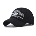 Casquette de baseball vintage en coton noir délavé avec broderie Dolphin Hotel - Réglable / Noir