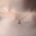 Elegant 925 sterling silver gold-plated necklace with three marquise-cut zircon stones - White Zirconia / 14K Gold Color (40+5cm)