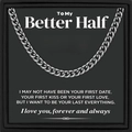Silver Cuban chain necklace in black gift box with a romantic message card for men - To My Better Half-Silver Cuban Chain