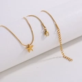 Detailed view of the gold-toned starfish pendant necklace with smooth snake chain and clasp - Gold Starfish Necklace