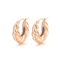 French vintage style rose gold twisted croissant hoop earrings for women on white background - Style H Twisted Hoop Earrings (KE110100-KFC)