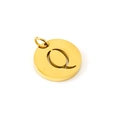 Golden titanium steel circular hollow pendant featuring the letter Q on a white background - Letter Q (Q-Pendant)