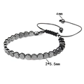 Adjustable hematite disc bead bracelet with black woven cord and 2*5.5mm metallic beads - 5-6mm Horizontal Hole Disc