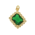 Pendentif doré avec zircon vert carré et micro-pavé blanc sur fond blanc épuré - Vert