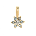 Golden flower pendant with light blue zircon stones and a clear center crystal - March Flower Pendant