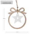 Star-shaped wooden Christmas ornament with white cutout and rustic hemp rope hanger - Natural and White Star