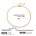 Dimensions détaillées du collier chaîne serpent en acier inoxydable doré 18K avec perle - Collier Chaîne Maille Serpent Dorée (JDN0304037)