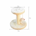 Mini sisal cat scratching post with cream plush platform and hanging toy mouse 20cm - Round Small 20cm Height / White (White Sisal)