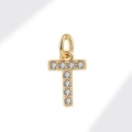 Golden T-letter pendant with zircon inlay for DIY jewelry necklaces and bracelets - Gold (Letter T)