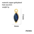 Macro detail of dark blue marquise cubic zirconia pendant with 18K gold plated copper base - Gold/Dark Blue Zirconia