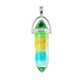 Hexagonal column crystal pendant with green yellow blue gradient and metal clasp - Gradient Blue Yellow Green