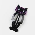 Cute black and purple cartoon cat hair clip for girls with a classic metal BB clip base - Black Cat