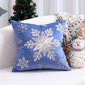 Blue velvet Christmas pillow case with gold and silver snowflake embroidery - Light Blue Velvet Embroidered Gold Snowflake/Light Blue