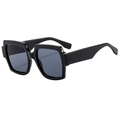 Classic oversized square sunglasses with thick black frames and dark grey lenses - Black Frame Grey Lens