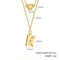 Double-layered gold titanium envelope and rhinestone heart pendant necklace set - Gold Color Double Layer Rhinestone Necklace (With Inner Card)