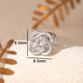 Pendiente de trébol de plata con circonita de 8,5 mm y diseño de cuerda retorcida - Estilo Nudo de Trébol (A264-1) / Blanco (Pieza Única)