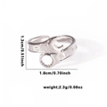 Unique silver titanium wrench-shaped open ring with engraved silver lettering - TYR0500 / Silver Wrench Styling