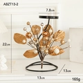 Elegant black iron Christmas candle holder with golden leaves and pearl berry accents - White Gold