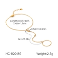 Detailed specs of gold slave bracelet with three round cubic zirconia and dimensions - Finger Bracelet (HC-B20489) / Gold