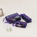 Set de 3 sacs de voyage en filet violet foncé avec fermeture éclair et poignée - Ensemble d'outils combo / Violet