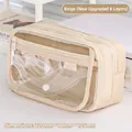 Astuccio beige a grande capacità con finestra trasparente e 8 scomparti per la scuola - Bianco Sporco