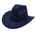 Classic navy blue wool felt cowboy hat with wide brim for outdoor performance - Navy Blue