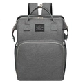 Grey waterproof multi-functional diaper backpack with durable fabric and multiple pockets - Gray