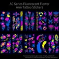 Neon glow-in-the-dark temporary tattoos set with floral and butterfly patterns - 10 Pcs Set Fluorescent AC011-020