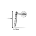 Silver internally threaded steel labret stud with vertical five-zircon stone setting - Silver Straight Bar Rhinestone Style (2614-2# Silver)