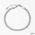 Pulsera de tres hileras de cuentas plateadas en acero inoxidable con cierre de langosta - Pulsera (B434) / Plateado