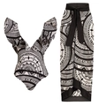 Deep V ruffle one-piece swimsuit with matching high waist tribal geometric print wrap skirt - S / Black & White Print Set (Swimsuit + Skirt)