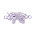 Purple elephant connector charm with pink cubic zirconia for bracelet making - Purple Elephant with Pink Zirconia (L0386-B)