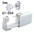 Disposable ear piercing gun with a 5mm 316L stainless steel cubic zirconia stud - Silver + White Zirconia