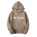 Brown oversized hoodie with white letter print and comfortable hood in a soft knit fabric - S / Brown