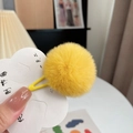 Cute yellow plush fur ball hair clip for girls with matching metal duckbill snap - 1 Piece / Orange Yellow