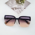 Gafas de sol de media montura con lentes degradadas violetas y detalles brillantes - Estilo Brillante / Montura Negra Púrpura Amarillo