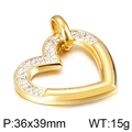 18K gold plated hollow heart pendant with sparkling crystals, 36x39mm, 15g weight - Gold Rhinestone Style (KP96746-Z)