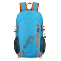 Sky blue foldable outdoor backpack with orange zippers for sports and travel - Blue