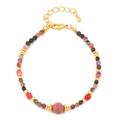 Bracciale artigianale di pietre naturali con dettagli dorati e chiusura a moschettone - Tormalina (SL-101J-4)