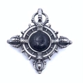 Pendente vajra in acciaio inossidabile retrò con pietra di sabbia blu scintillante - Pendente Singolo (Senza Catena) / Argento Antico
