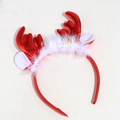 Plush red reindeer antler headband with white faux fur for Christmas festive party - Red Reindeer Horns