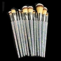 14-piece rhinestone makeup brush set with sparkling crystals and synthetic bristles - 12pcs Set / Silver