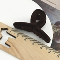 Detail of a dark brown velvet hair clip showing its 4cm size next to a wooden ruler - 3# Ribbon Coffee