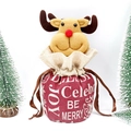 Bolsa de regalo de Navidad en arpillera roja con reno y cordón ajustable festivo - Bolsa de lino con cordón - Estilo Reno