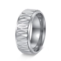 Detailed macro view of the silver geometric faceted texture on a vintage mens ring - US 6 / Silver