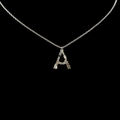 Letter A pendant necklace in silver finish with colorful zircon stones on black background - Letter A [Silver]